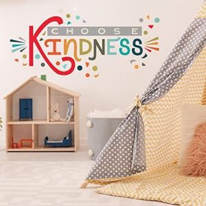 RMK5329GM Rainbow Choose Kindness Giant Peel And Stick Duvar Çıkartmaları, Kırmızı, Turuncu, Camgöbeği