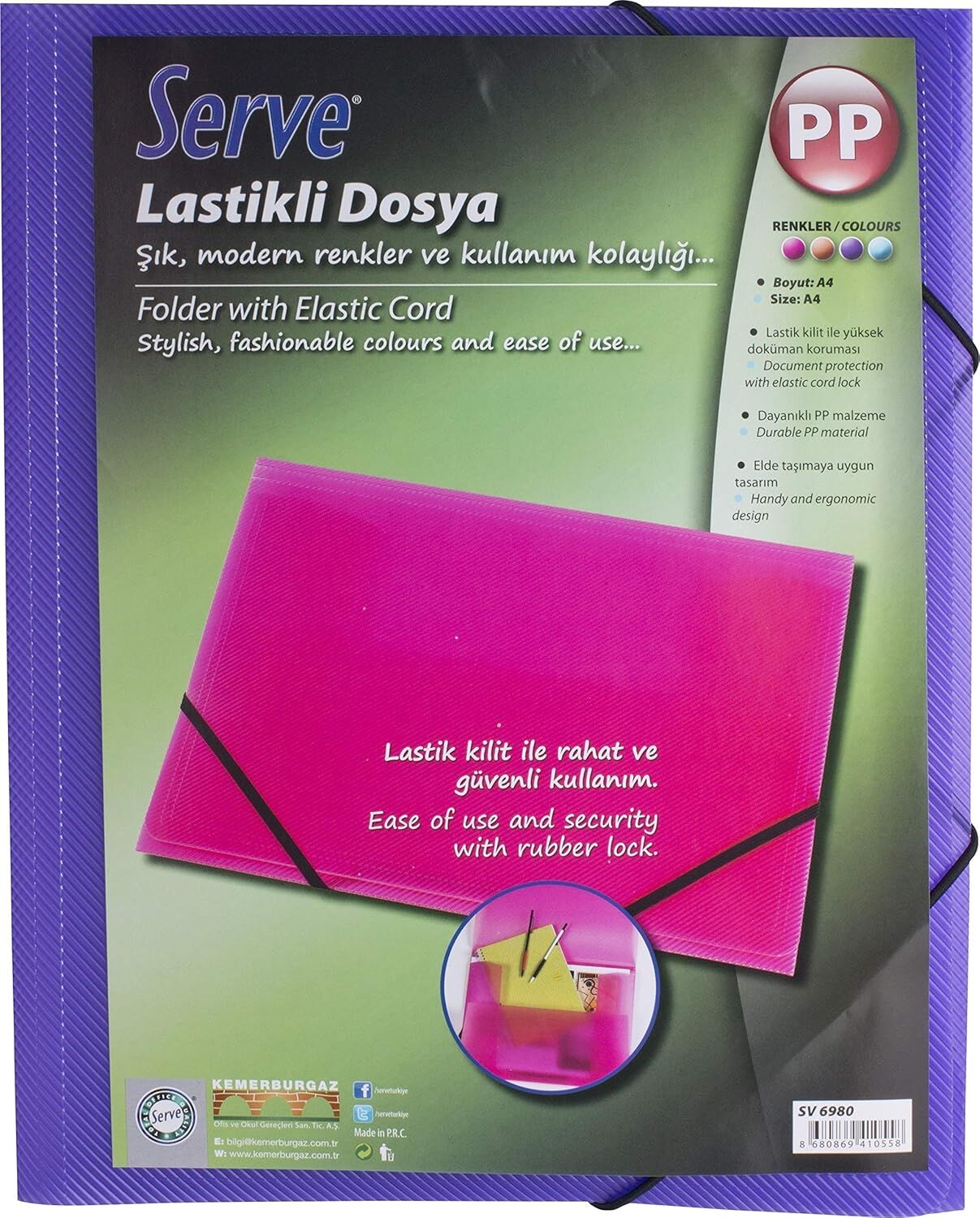 Lastikli Dosya Mor A4