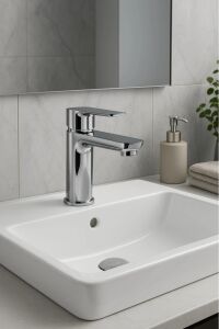 Lüks Sabit Lavabo Bataryası Tek Kollu Musluk – Su Tasarruflu Banyo & Mutfak Uyumlu
