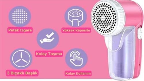 Şarjlı Elektrikli Tüy Toplama Makinesi, 220V 50Hz Güç, Güçlü Motorlu Kıyafet ve Koltuk Tüy Temizleyici, Geniş Hazne, Taşınabilir Ergonomik Tasarım
