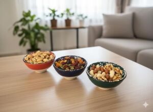 Kabartma Desenli El Boyaması Seramik Kase Seti, 3’lü Renkli Çini Motifli Dekoratif Sunum Kaseleri, Kahvaltı, Meze, Çerez ve Servis Için Çok Amaçlı El Yapımı Kase Takımı