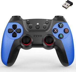 2.4g Kablosuz Gamepad Pc Uyumlu Pilli Joystick Wireless Oyun Kolu Kişiselleştirilmiş Düğme, Hassas Trigger Kaymaz Tasarım G2.4g (Koyu Mavi)