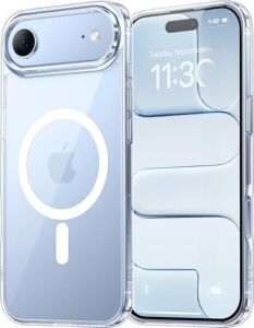 iPhone 17 Air Magsafe Uyumlu Kılıf, Yüksek Netlikte Şeffaf Lüks Kapak, Güçlü Mıknatıslı Darbe Emici Kamera Korumalı Telefon Kılıfı