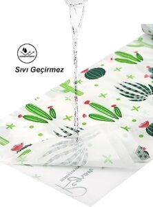 Masa ve Aktivite Piknik Örtüsü Kullan At Sıvı Geçirmez 3 Rulo (Rulo Içi:10 Adet) Kaktüs 100X120CM