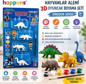 Dinozorlar Alemi 3D Oyuncak Boyama Seti Eğitici Boya Seti Yıkanabilir