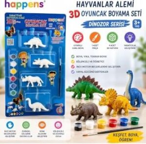Dinozorlar Alemi 3D Oyuncak Boyama Seti Eğitici Boya Seti Yıkanabilir