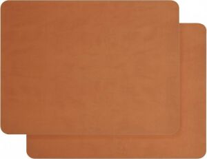 2 Adet Amerikan Servis – 44X35 cm Taba Renk Suni Deri Masa Altlığı, Su Geçirmez, Kaymaz, Isıya Dayanıklı Şık Sofra ve Masa Koruyucu Placemat Seti