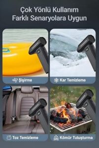 Turbo Jet Fan X8 - Çok Amaçlı Yüksek Güçlü El Fanı - 5 Kademeli Hız Ayarı, Usb-C Şarjlı, LED Aydınlatma - Bilgisayar Toz Temizleme, Mangal Yakma ve Dış Mekan Için Güçlü Hava Üfleyici (X8)