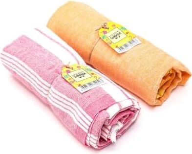 Pembe ve Turuncu Yıkanmış Pamuk Peştemal Seti