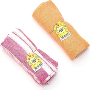 Pembe ve Turuncu Yıkanmış Pamuk Peştemal Seti