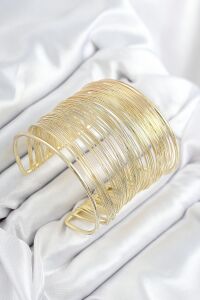 Pirinç Tel Sarma Model Gold Renk Kadın Bileklilk