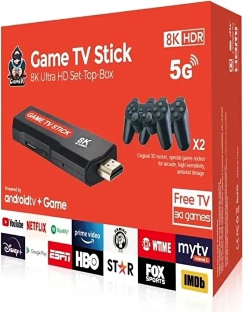 Android Tv Uyumlu Retro Oyun Konsolu 2 Kollu Bluetooth Destekli Çok Renkli - Elektronik