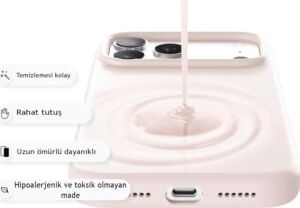 Apple iPhone 17 Pro Max Uyumlu Içi Kadife Lansman Silikon Kılıf Kapak Geniş Kamera Koruması Darbe Emici Şık ve Dayanıklı Telefon Aksesuarı (Kum Pembe)