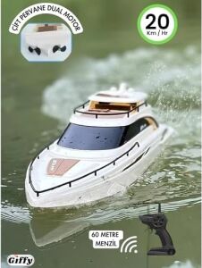 Uzaktan Kumandalı Tekne Rc, Çift Motor 2.4g, 20 Km Hız Yapabilen, Full Fonksiyon, Dayanıklı Şaft