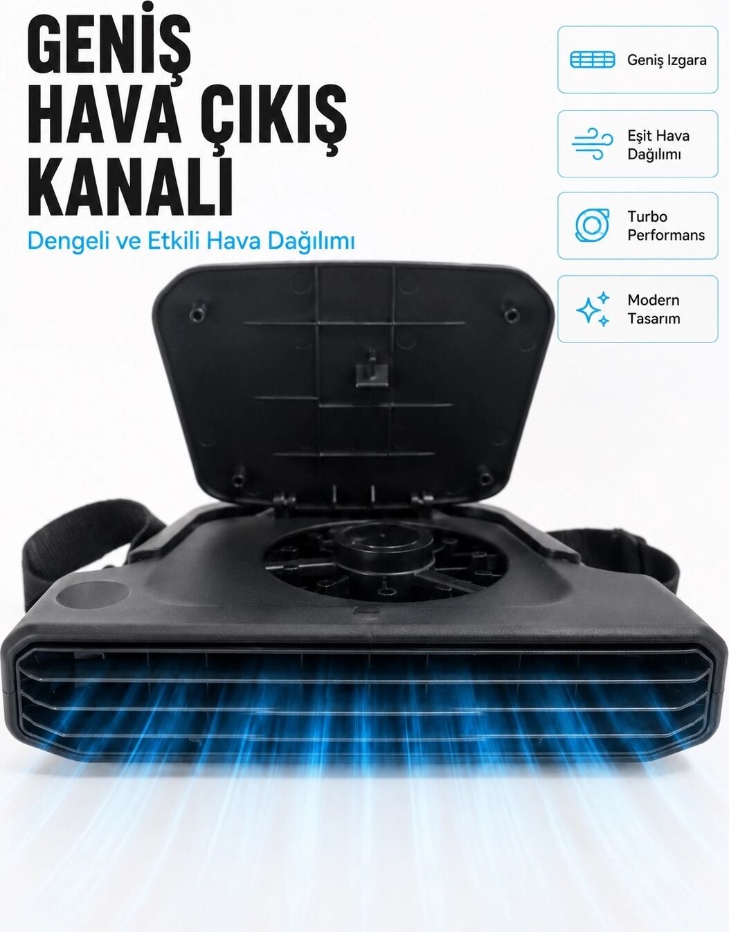 5 Kademeli Araç Içi Boyun Serinletme Fanı Güçlü Turbo Hava Akışlı USB Şarjlı