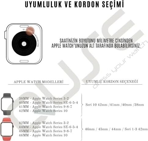 Örgü Kordon, Apple Watch Series 11,10,9,8,7,6,5,3,se,se2,se3 ile Uyumlu, Ayarlanabilir, 42MM/41MM/40MM/38MM ve 46MM/45MM/44MM/49MM