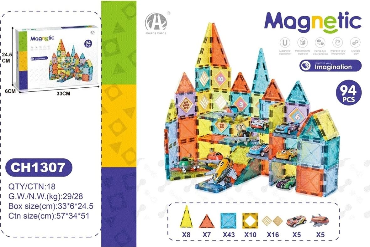 5.5 cm Magnetic Blok 94 Parça CH1307