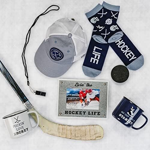 Livin' The Hockey Life-8,5 x 6,5 Inç Şövale Arka Resim Çerçevesi, Mdf, Gri