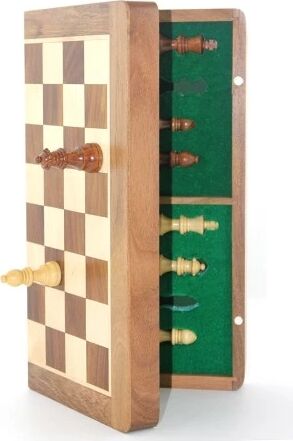Mıknatıs Taşlı Ahşap Katlanabilir Kutulu Satranç Oyunu 35 cm