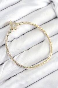 Pirinç Charm Zirkon Taşlı Taç Model Gold Renk Kadın Bileklik