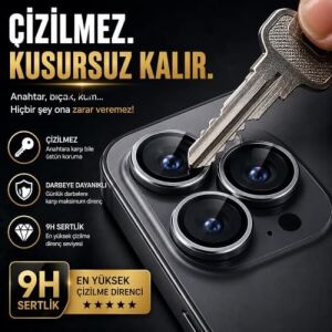 Fixmaster iphone 15-15 Plus Uyumlu Kamera Lens Koruyucu, Kolay Kurulum, Alüminyum Alaşımlı Çerçeve, Darbelere ve Çizilmelere Karşı Yüksek Dayanıklı Temperli Cam (Mavi)