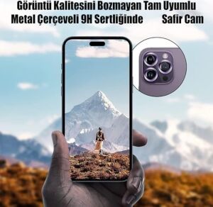 Iphone 17 Pro / 17 Pro Max Ile Uyumlu Kolay Kurulum Aparatlı Gerçek Safir Çizilmeye ve Darbelere Dayanıklı Şık Kamera Lens Koruyucu Cam Mavi Cs-1