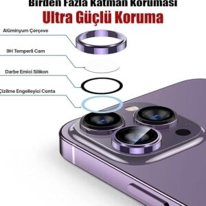 Iphone 17 Pro / 17 Pro Max Ile Uyumlu Kolay Kurulum Aparatlı Gerçek Safir Çizilmeye ve Darbelere Dayanıklı Şık Kamera Lens Koruyucu Cam Mavi Cs-1