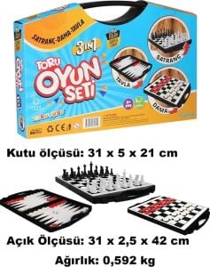 Toru 3 In 1 Çantalı Oyun Seti Satranç-Dama-Tavla