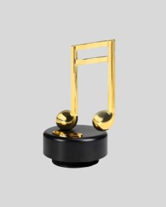 Altın Nota Figürlü Dönen Müzik Kutusu Dekoratif Music Box
