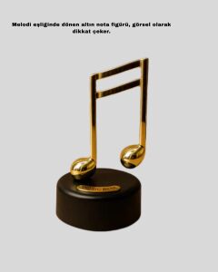 Altın Nota Figürlü Dönen Müzik Kutusu Dekoratif Music Box