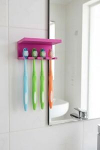 Usin Yapışkanlı Çok Amaçlı Diş Fırçası Asacağı Askılığı Askılık Diş Fırçalık Banyo Organizer (Beyaz)