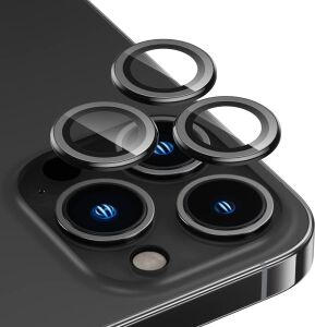 Safir Lens Safir Mercek Koruması iphone 14 Pro ve 14 Promax ile Uyumlu Gerçek Safir Cam Kamera Lens Koruyucu Çelik Halka Hd 9d Kırılmaz Cam Renk : Siyah Çerçeveli