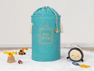 Baby Kullanımı Kolay Desenli Taşınabilir Torbalı Yuvarlak Sepet(Yeşil) 04270