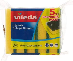 Düz Hijyenik Bulaşık Süngeri, 5'li Ekonomik Paket, Yeşil