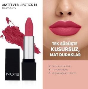 Mattever Lipstick 14 Cherry Yarı Mat Bitişli Ruj, Pembe