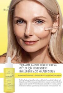 Bio Aging Yaşlanma Karşıtı Kuru ve Karma Ciltler Için Nemlendirici Hyalüronik Asit Kolajen Serum 30 ml