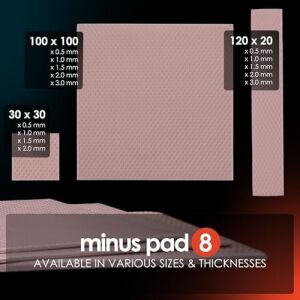 Thermal Grizzly Minus Pad 8 Thermopad – 100 × 100 × 2 Mm, Isı Iletkenliği: 8 W/mk - Soğutucu/gpu/cpu/led Soğutucu/ram ve Diğer Bileşenler Için Termal Ped