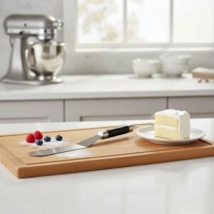 32 cm Siyah Çelik Pasta Sıvama Spatulası - Profesyonel Krema, Ganaj ve Hamur Spatulası