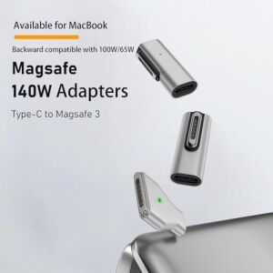 Type-C - Magsafe 3 ile Uyumlu Manyetik Şarj Adaptörü Çevirici 140W Hızlı Şarj Desteği, LED Göstergeli Gümüş Sfo-3