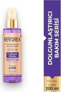 Restorex Collagen & Biotin Sıvı Saç Kremi – Durulanmayan, Dolgunlaştırıcı Etki, Kolajen & Biotin Içerikli, Anında Tarama & Parlaklık, 200 ml