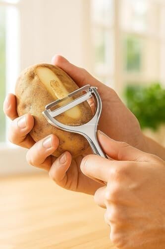 Profesyonel Paslanmaz Çelik Çift Bıçaklı Soyacak, Jülyen ve Standart Soyucu Başlıklı, Ergonomik Saplı Çok Amaçlı Meyve Sebze Soyacağı, Patates, Salatalık, Kabak ve Havuç Için Pratik Mutfak Al