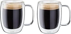 Sorrento Çift Camlı Kulplu 2'li Espresso Bardak Seti, 134 Ml, Cam, Şeffaf Cam