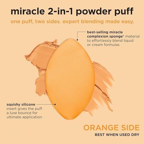 Techniques 4 Paket Mucize 2'si 1 Arada Puflar, Çift Taraflı Makyaj Karıştırma Pufu, Tersinir Elastik Bant, Hassas Makyaj Süngeri ve Pudra Pufu, Sıvı, Krem ve Toz Ürünleri Için