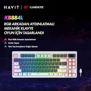 KB884L Rgb Mekanik Türkçe Klavye 1.06INÇ Tft-Lcd Ekran - Red Switch