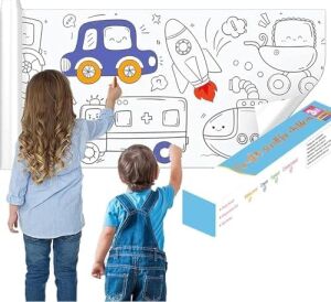 Aputue Çizim Kağıdı Ruloları, 30CMX3M Boyama Kağıdı Rulosu, Çocuklar Için Yapıştırılabilir Duvar Kağıdı, Dıy Renk Doldurma Kağıdı, Sınıf/ev/parti Için Ideal Hediye, 1 Rulo, 40 x 300 cm