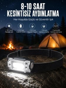 Kafa Lambası Kamp Feneri Balıkçı Feneri Başlıklı Suya Dayanıklı