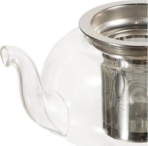 Cam Bitki Çayı Demliği 600 ml - Çelik Süzgeçli Demlik