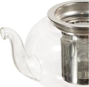 Cam Bitki Çayı Demliği 600 ml - Çelik Süzgeçli Demlik