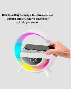 Renkli Işıklı 15W Kablosuz Şarjlı Masa Lambası