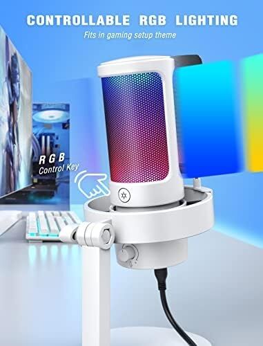 Ampligame A8 Beyaz USB Mikrofon Oyuncu Bilgisayar Mikrofonu White